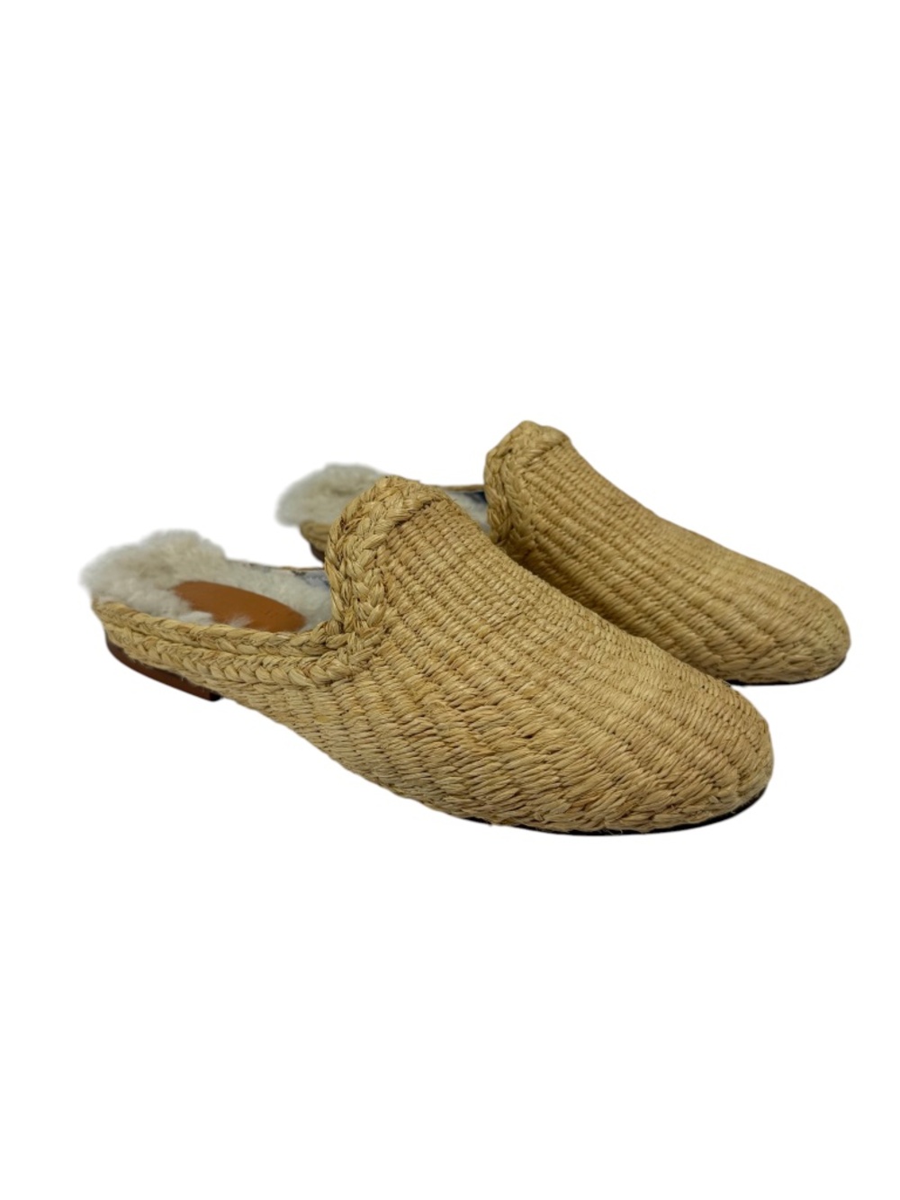 Share CLERGERIE x CHUFY Igual Raffia Mules with Shearling in Natural Size 38
